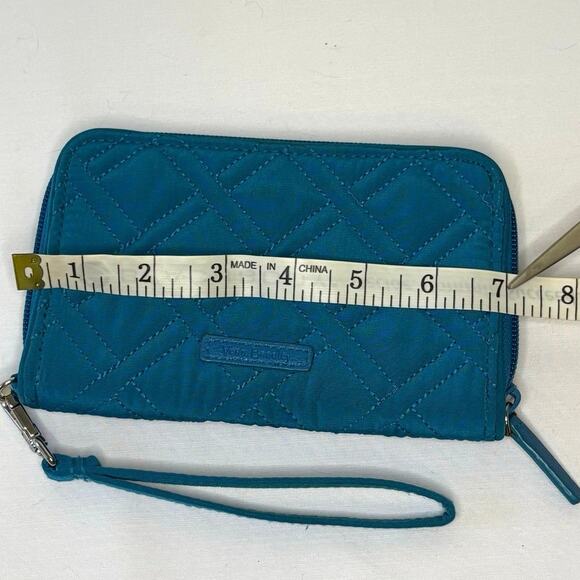 Vera Bradley RFID Grab & Go Wristlet Accordion Wallet Bahama Bay Teal Zip Around - Picture 7 of 10